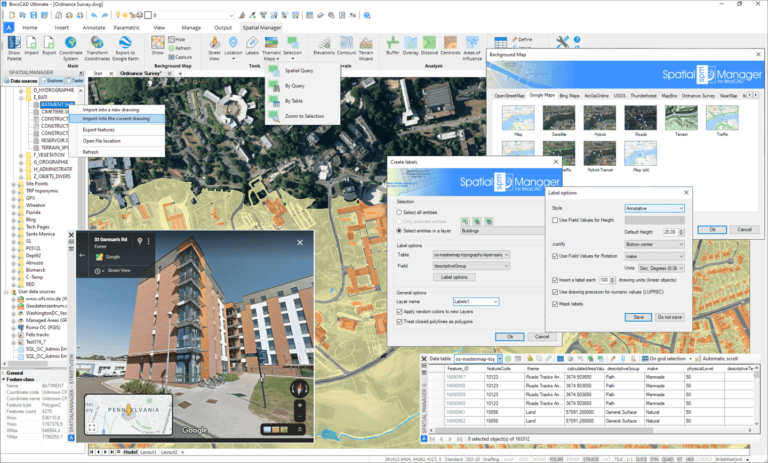 Spatial Manager for BricsCAD GIS Plugin